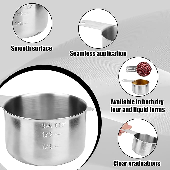 Vaso medidor de acero inoxidable 3/4 taza miniatura 4