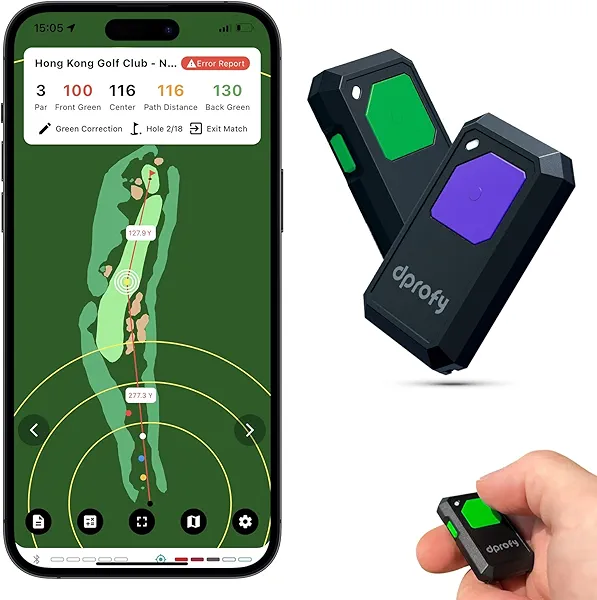 Dprofy Golf Caddie Pro Smart Golf GPS Range Finder, 2Pcs GPS Devices Work with Dprofy APP, Voice Broadcast Course and Hole Distance Information, Support Two People Use