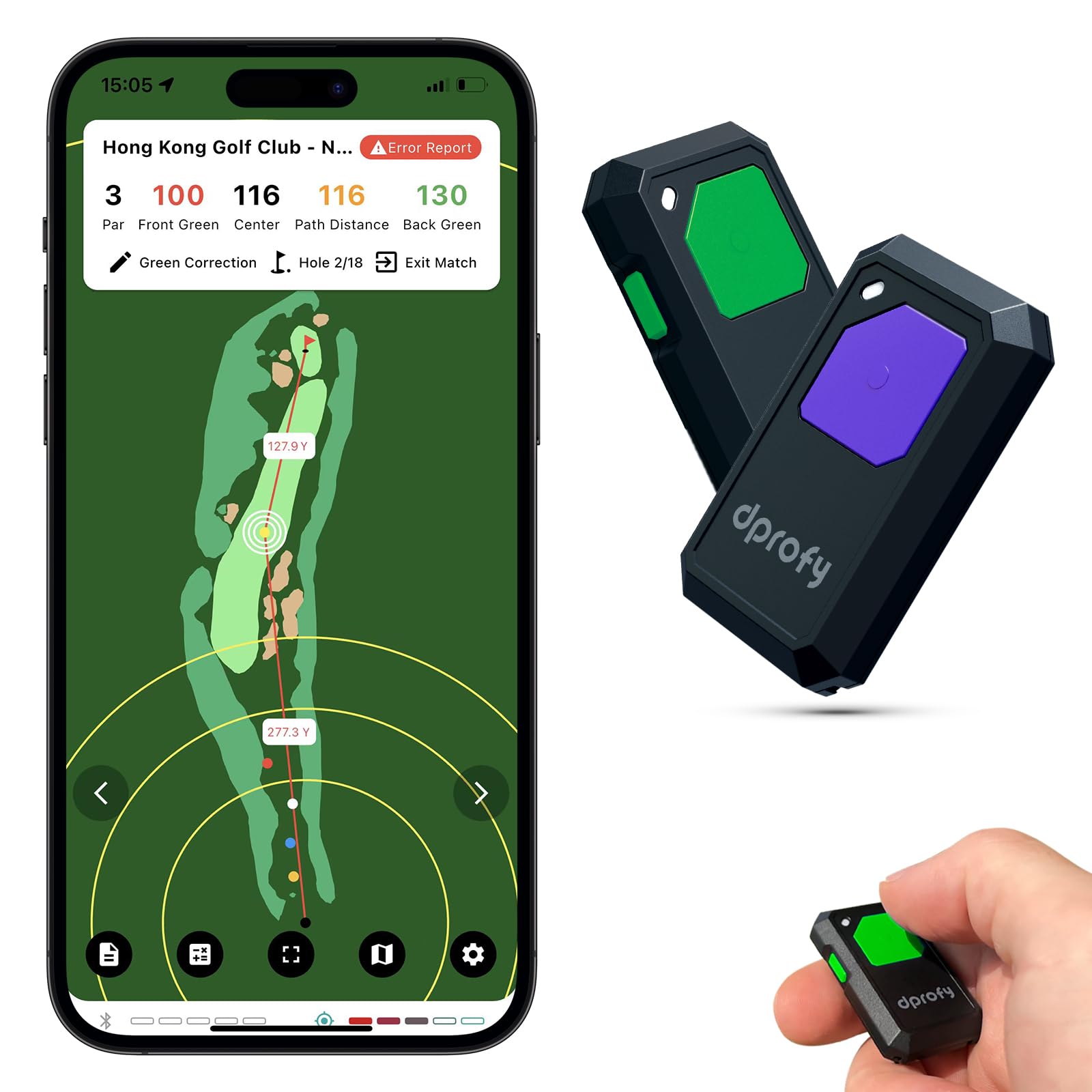 Dprofy Golf GPS Range Finder Work with Dprofy APP, 2Pcs Golf GPS Devices with Voice Output Course and Hole Distance Information, Support Two People Use