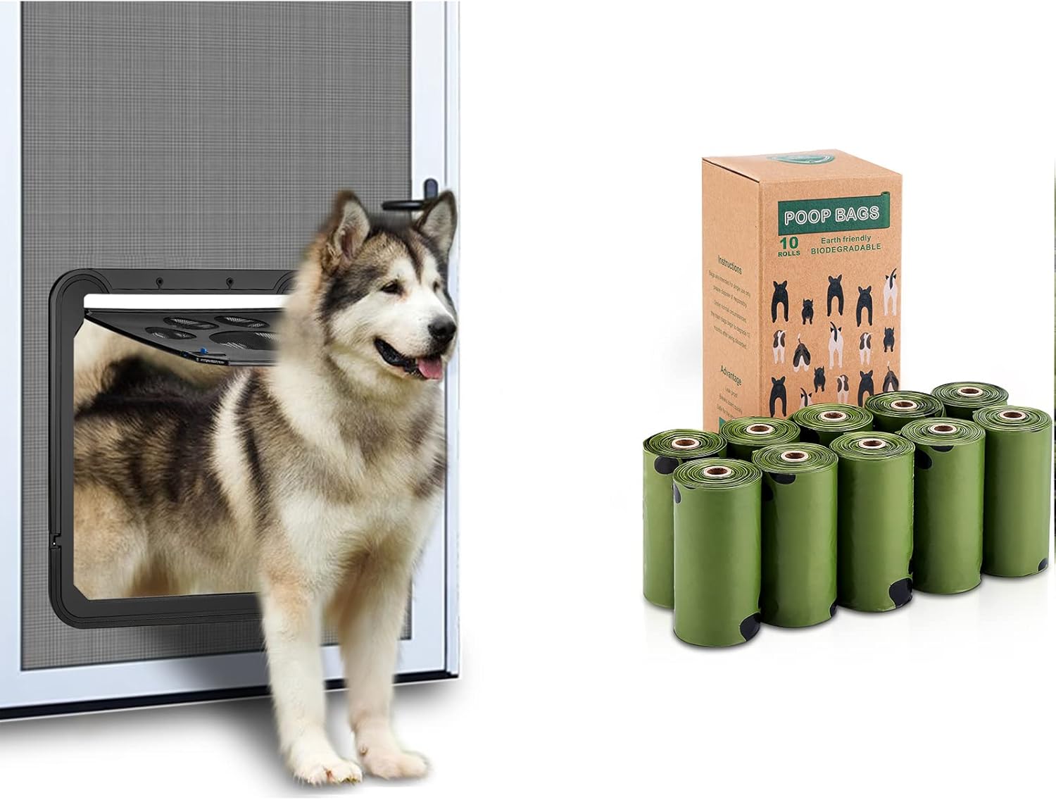 Ownpets Dog Screen Door and Dog Poop Bags