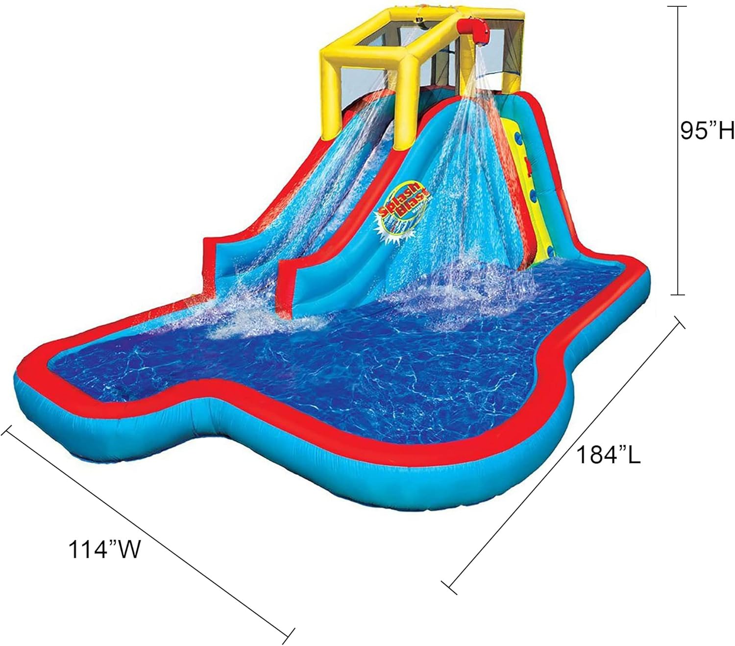 Banzai Inflatable Pool Water Slide, Blow Up Backyard Splash House, Slide N’ Soak