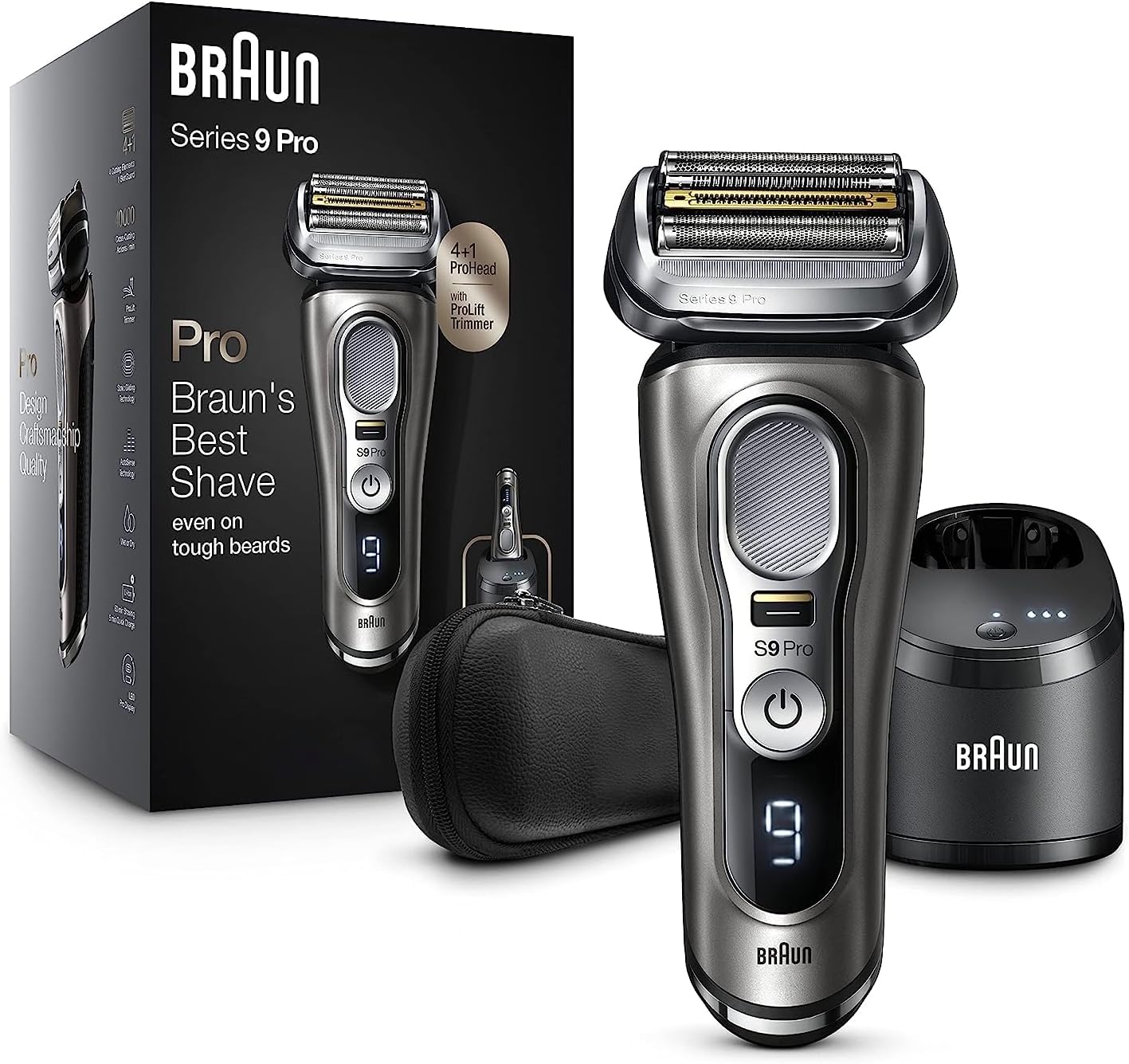 Electric Razor for Men, Series 9 Pro 9465cc Wet & Dry Electric Foil Shaver with ProLift Beard Trimmer, Cleaning & Charging SmartCare Center, Head Shavers for Bald Men, Noble Metal