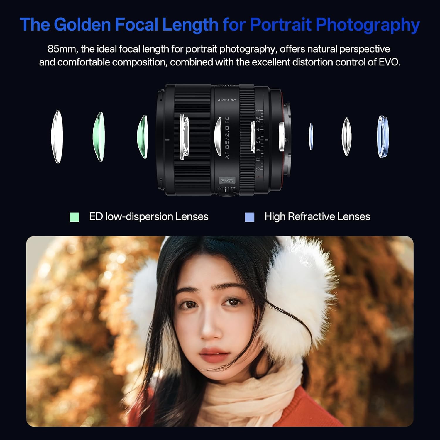 VILTROX AF 85mm F2.0 EVO FE Full Frame Lens for Sony E Mount, 85mm f/2.0 Auto Focus Portrait Prime Lens Compatible with Sony a7RIV a9 a7RII a7RIII a7III a7C FX3 ZVE1 A1 a6600 a6700 a6400 ZV-E10