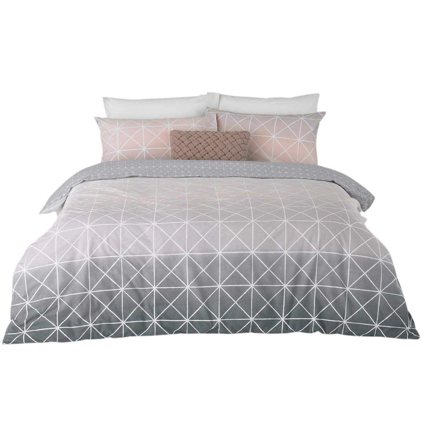 Furn Unisex Multi Spectrum Geometric Gradient Reversible Duvet Cover Set Single
