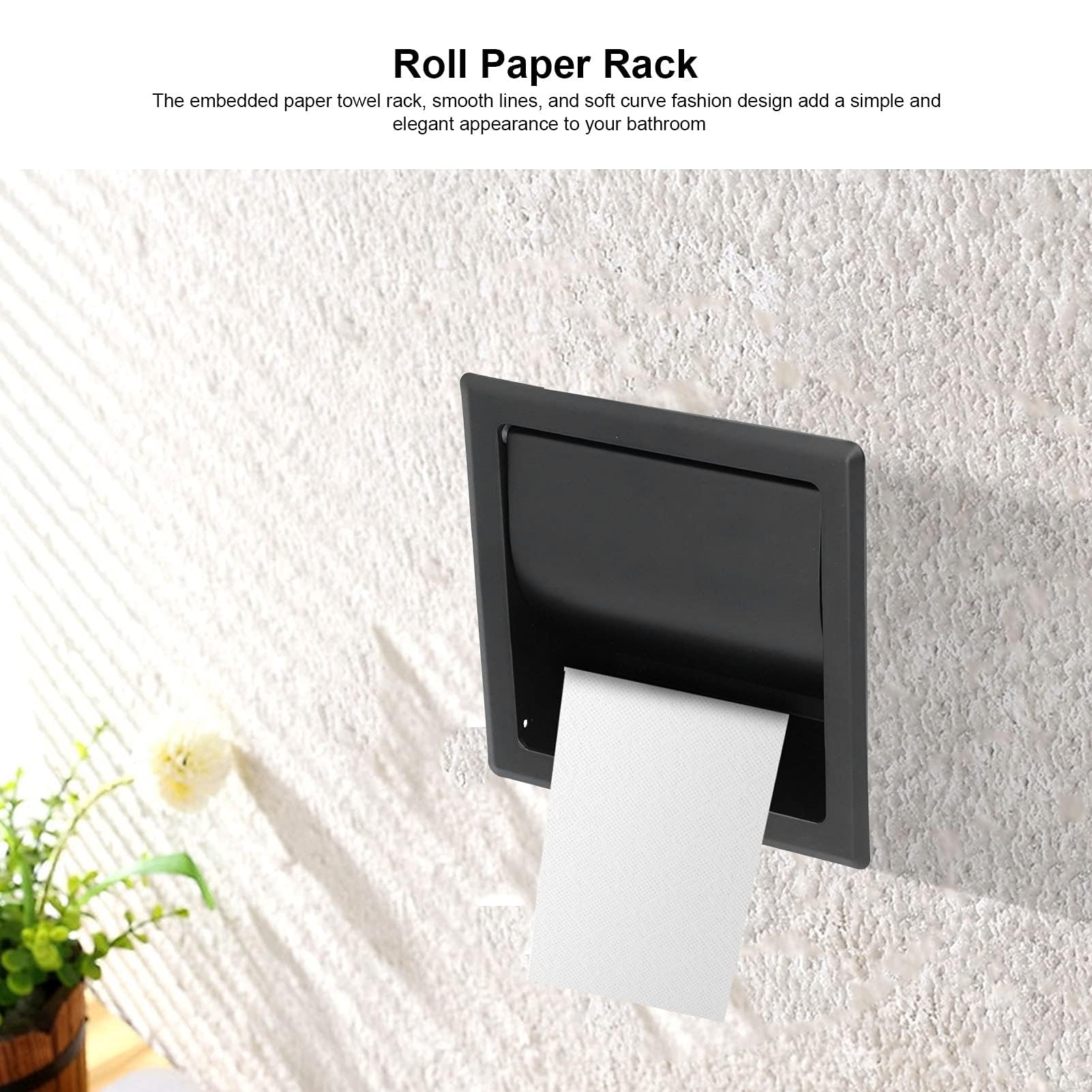 Neodrain Recessed Toilet Paper Holder, Matte Black Toilet Tissue Holder With Storage Cabinet For Toilet Brush Holder, 304 Stainless Steel Wall Bathroom Roll Paper Holder