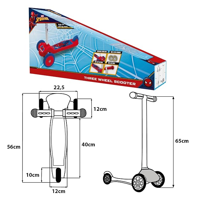 Foto 7 de 8 de Marvel Spider-Man Patinete de Tres Ruedas, con Equilibrio, Antideslizante, Plegable