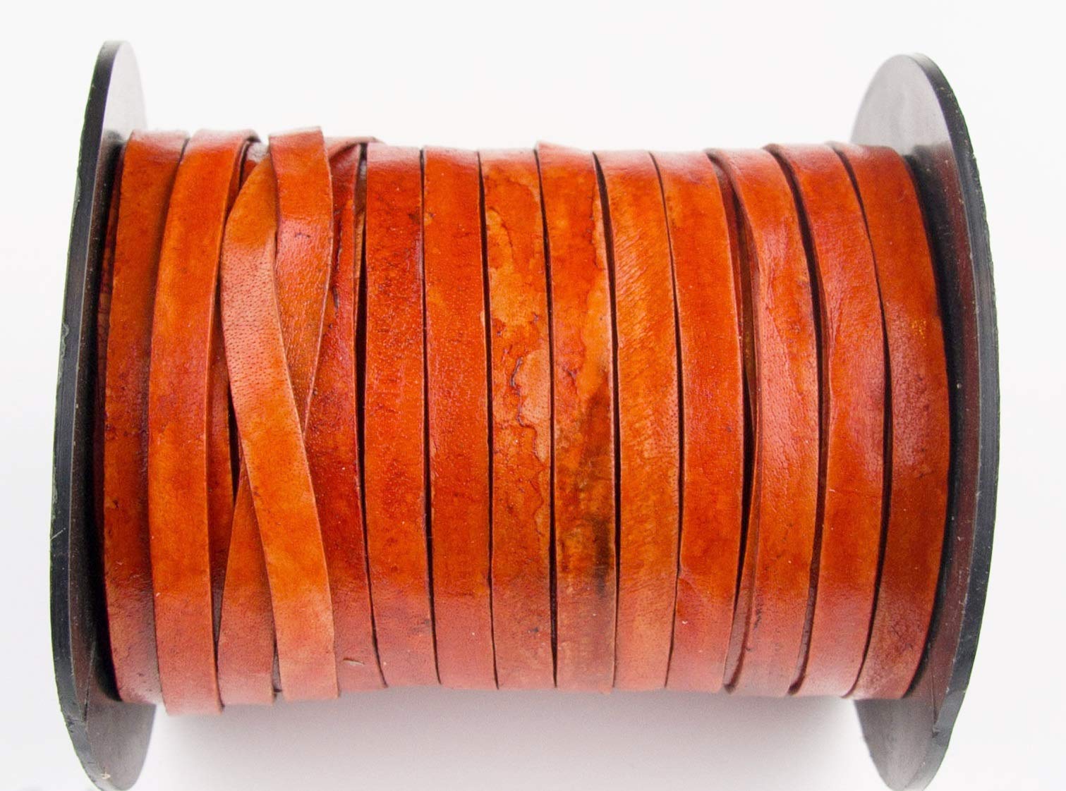 RERA SHOP Genuine Flat Leather Cord - 5mm 1 Yards (Natural Dye Orange)