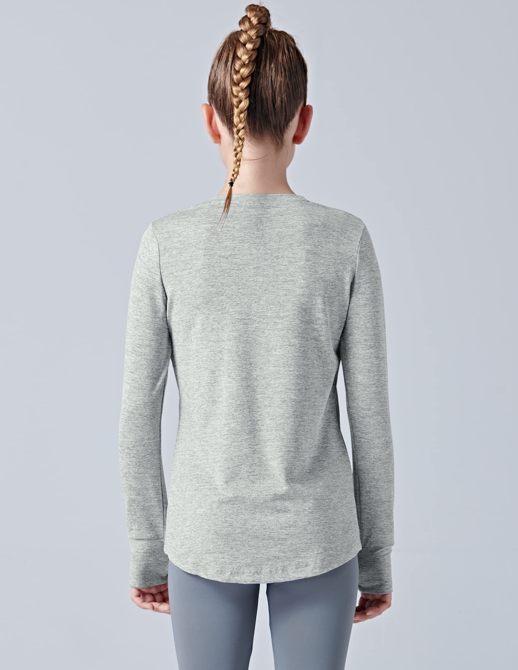 3er-Pack: Langarm-Shirts für Jugendliche, Mädchen, aktive Passform, athletische Performance-Kleidung, Kinder, Teenager, Sport-T-Shirts mit Daumenlöchern