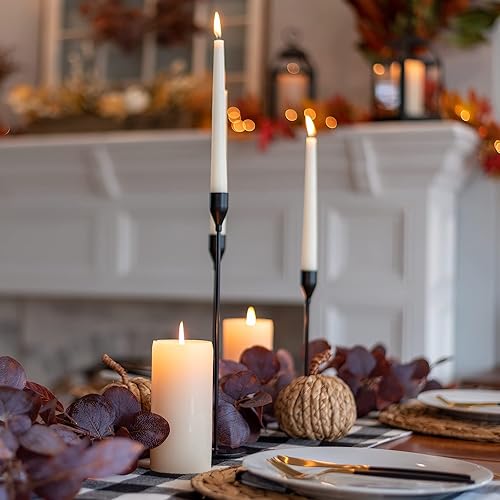 Miniatura 5 de 24 portavelas, portavelas negro a granel para velas de pilar, soportes de velas de metal para centro de mesa, boda, comedor, fiesta, decoración del