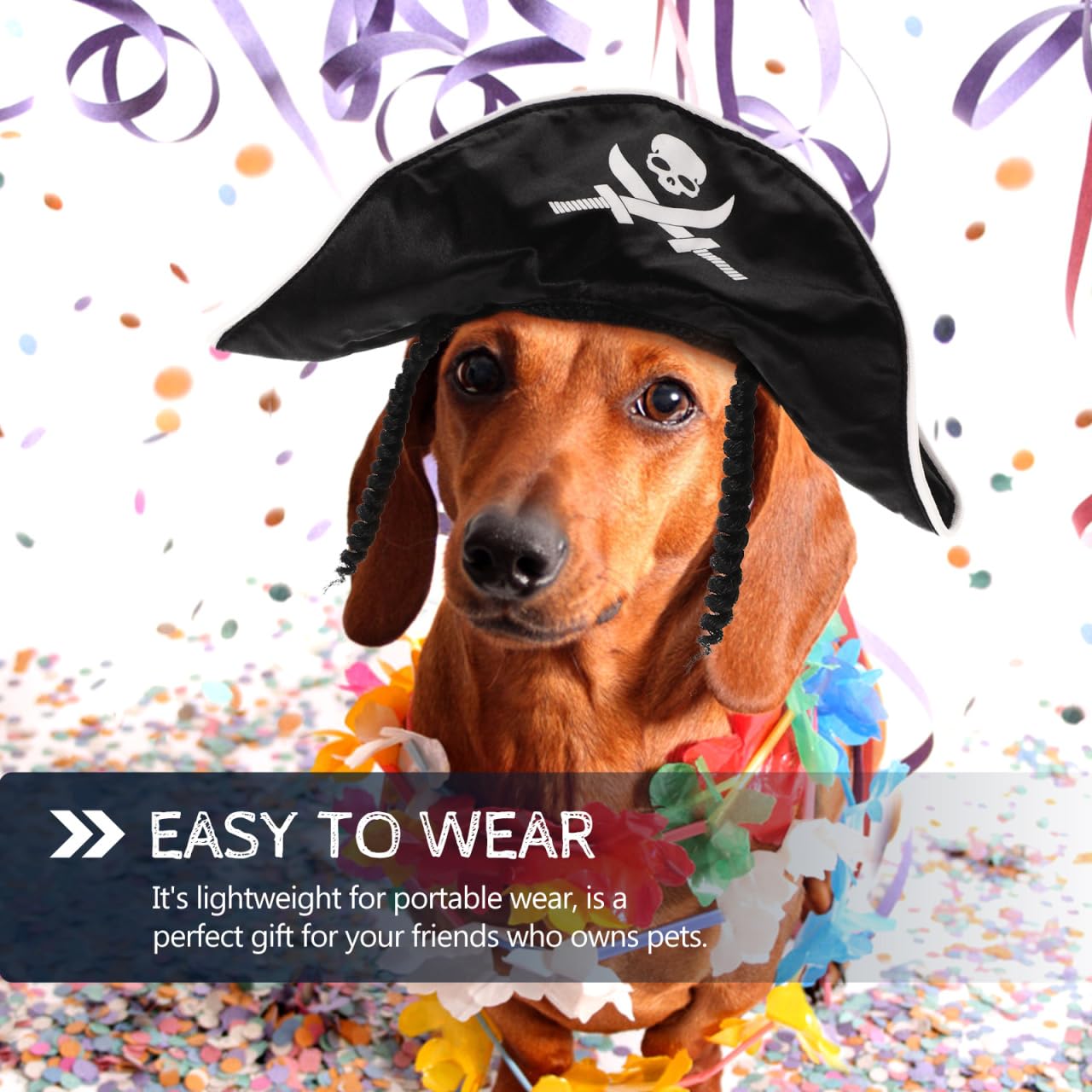 YARNOW Dog Pirate Hat Halloween Costume Black Tricorn Pet Pirate Cosplay Accessory for Party and Festive Dress-up - Image 4