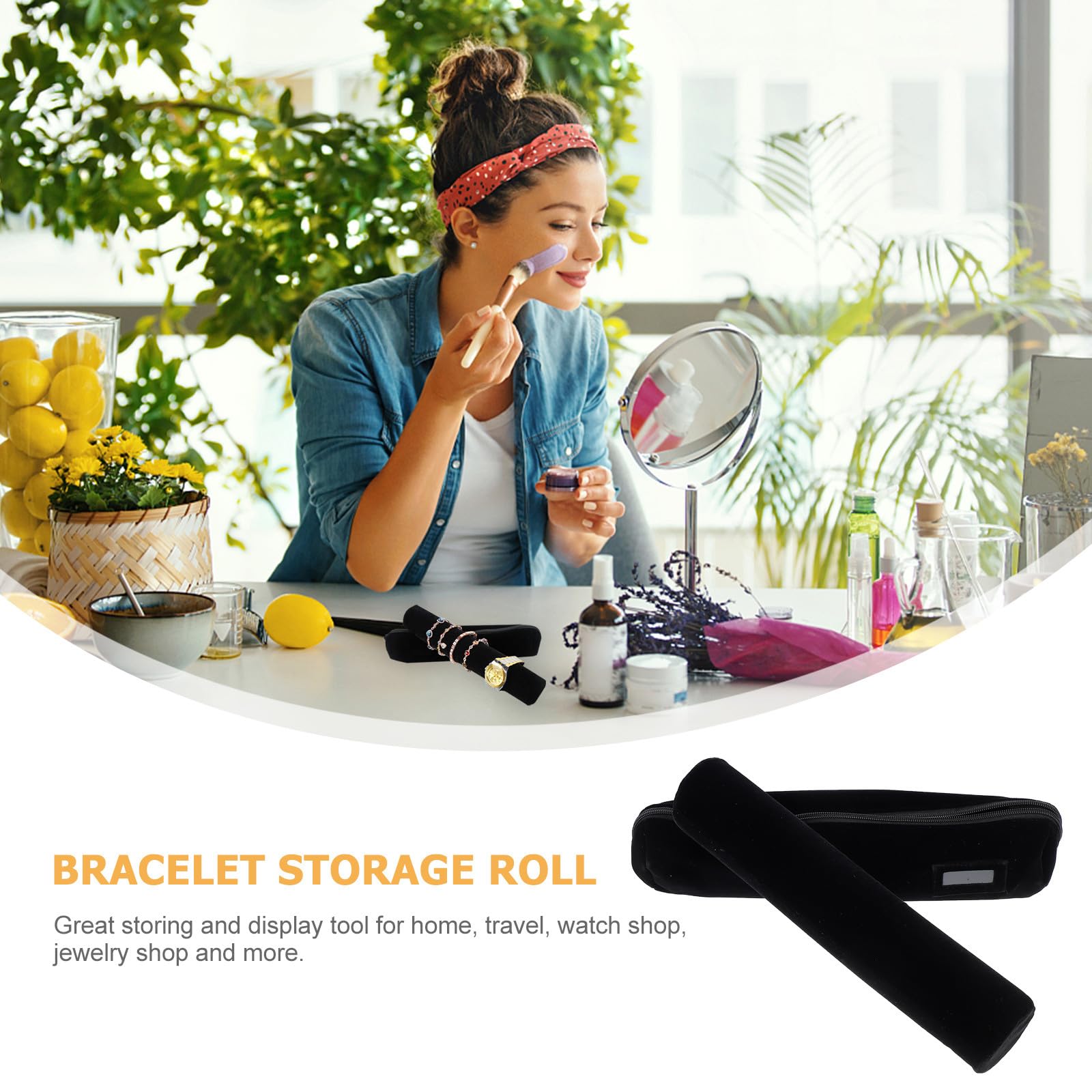 Alipis Rollo de Joyas Negro de Tela Ligera y Cómodo para Pulseras y Relojes, Estuche Portátil Adecuado para Viajes y Tiendas de Joyería Diseño Delicado y Elegante
