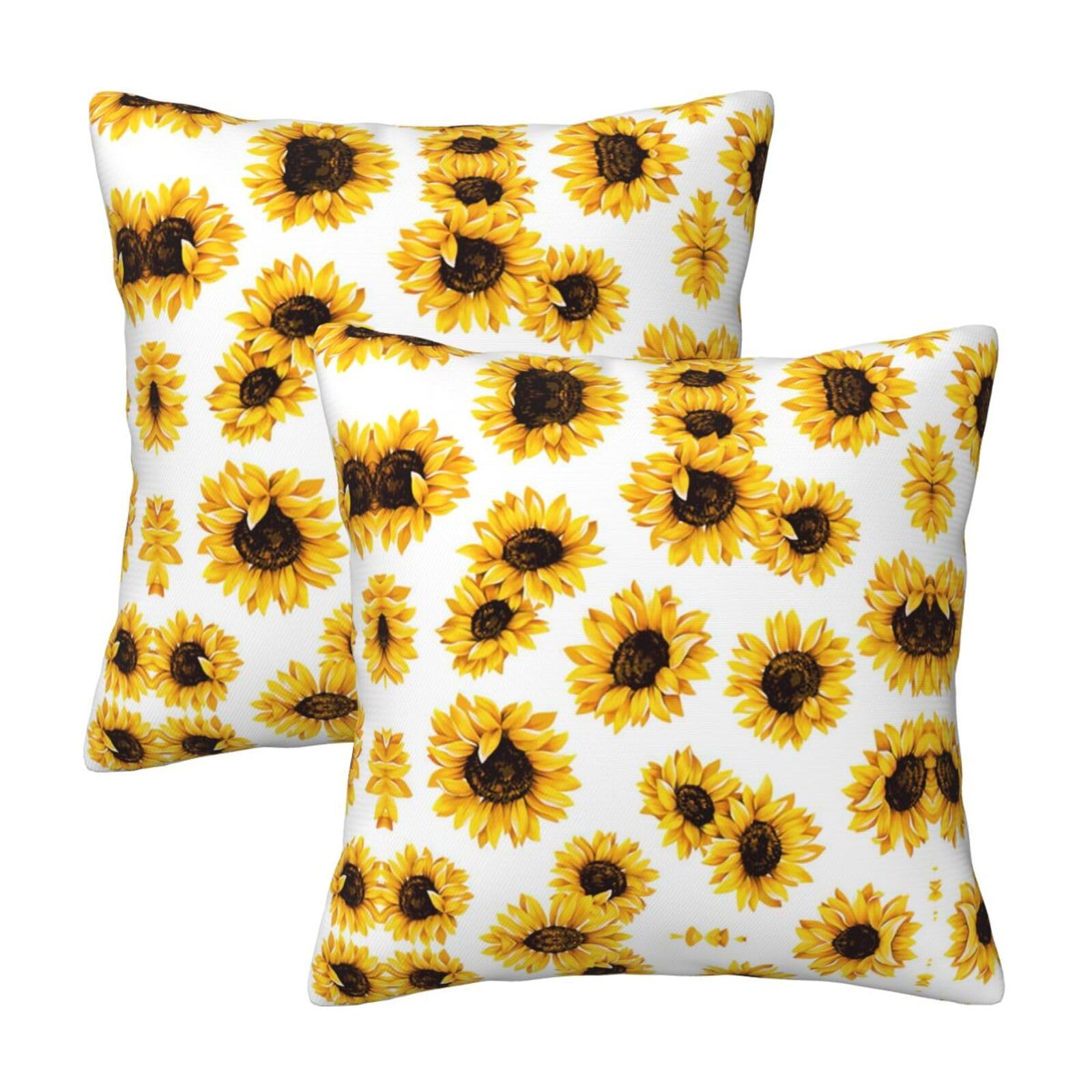 Kfjghhl Sunflower Throw Pillow Covers Decorative Farmhouse Couch Pillow Case 4 Sizes Square Cushion Pillcase