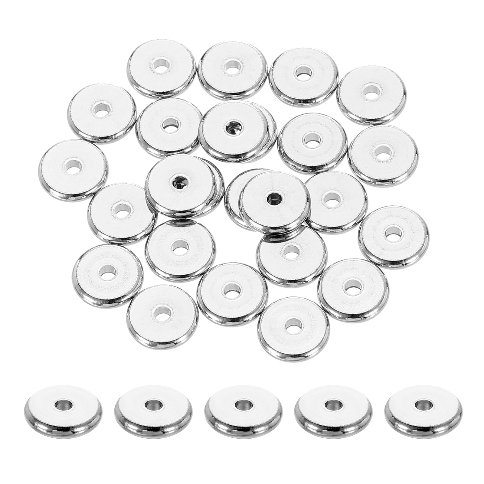 QUARKZMAN 50 Distanziatori Acciaio Inox - Perline Rondelle Piatte 4 Mm - Per Gioielli Fai Da Te, Bracciali, Collane - Argento