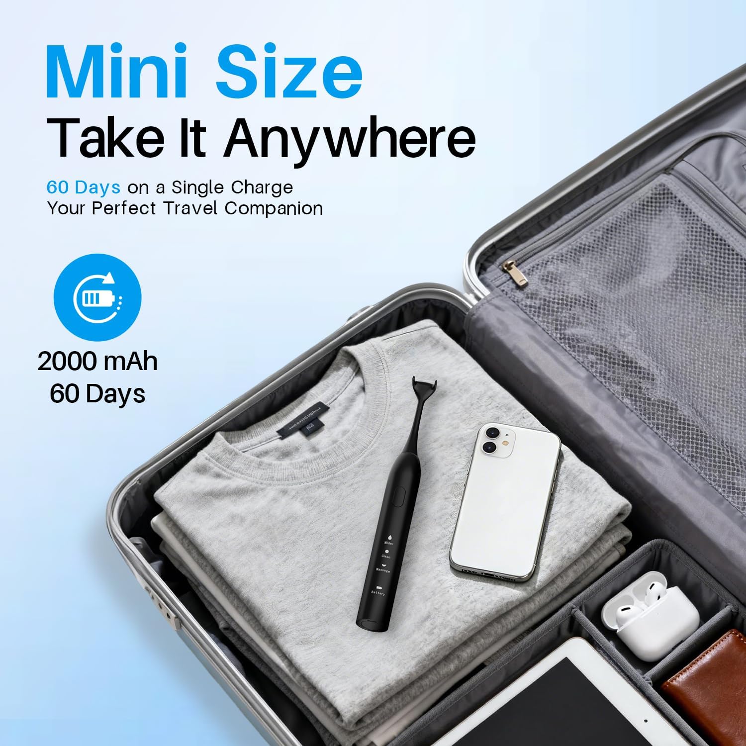 Voraiya Electric Flosser for Teeth 3-in-1 Vibrating Electric Floss with 60-Day Battery, 50 Replaceable Heads IPX7 Waterproof, 3 Modes Rechargeable Dental Floss for Travel, Adults & Sensitive Gums