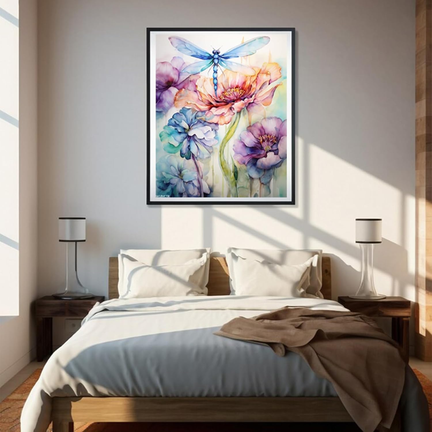 WUIVCTR Paint by Numbers for Adults, Dragonfly and Iris Flower, Acrylic Oil Painting by Numbers Kits for Beginner Art Crafts Canvas for Home Decor, 40x50cm