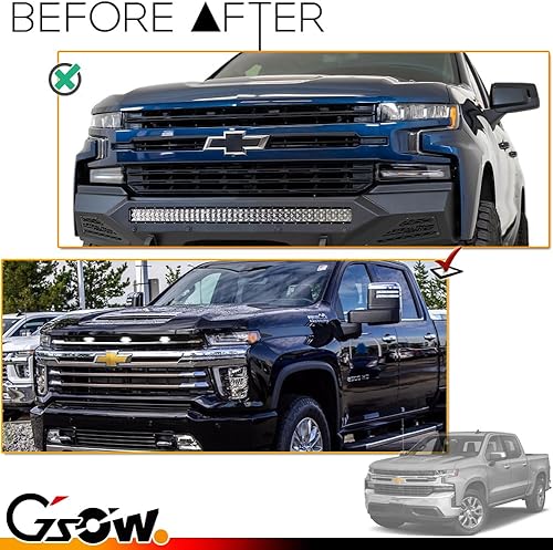 Miniatura 9 de Visibilidad mejorada Versión mejorada 3 piezas de luz LED ámbar superbrillante para parrilla central Chevrolet Silverado 1500 2500HD 3500HD