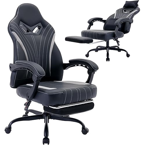 Computer Gaming Chair with Footrest,Big and Tall Gaming Chair for Heavy People,Comfortable Gaming Chair with Lumbar Support and Headrest for Adults 450lbs