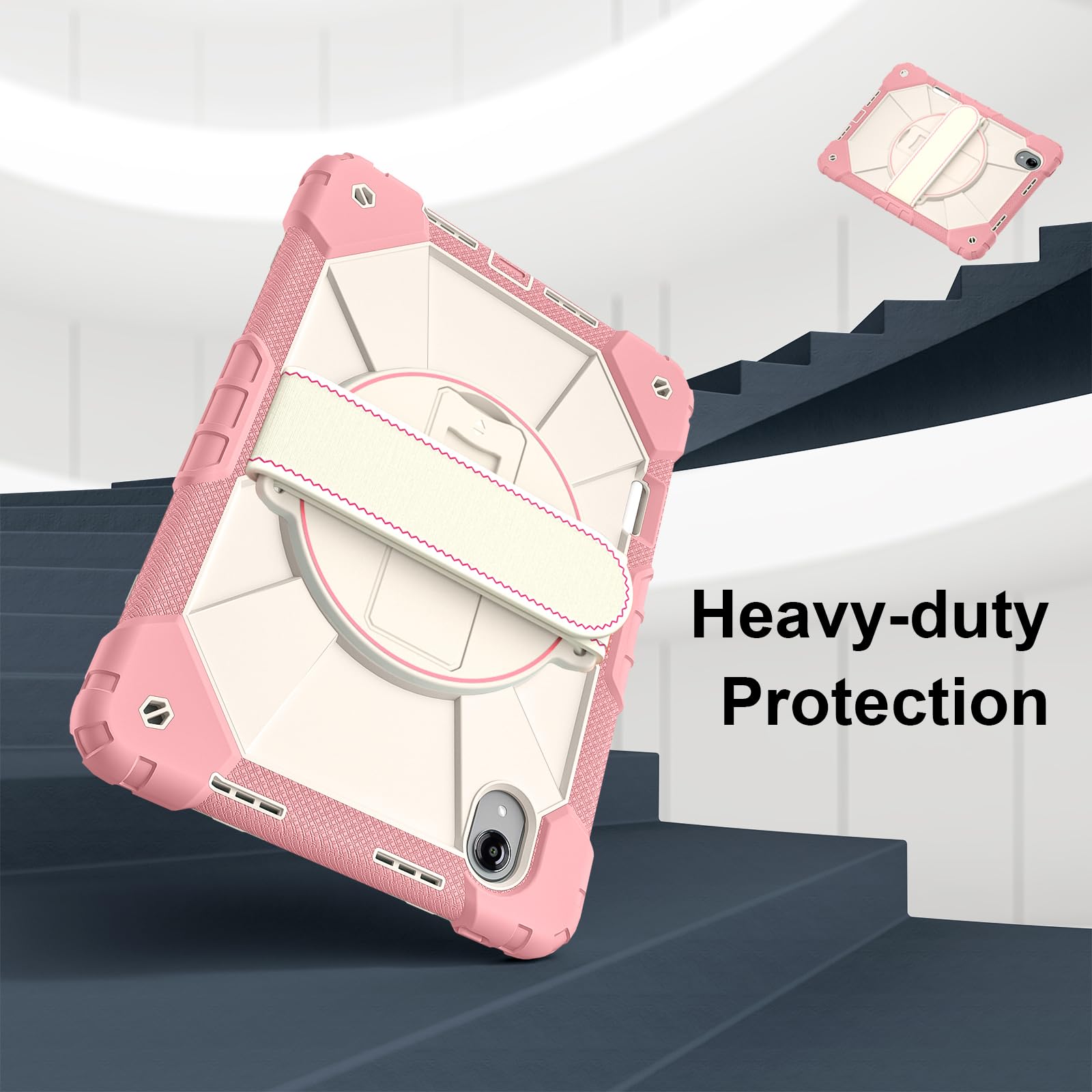 Custodia protettiva antiurto per Lenovo Tab idea Pro Gen 2 (TB390) 2026, custodia protettiva antiurto e resistente, con supporto girevole, portapenne, cinturino da polso e tracolla, guscio