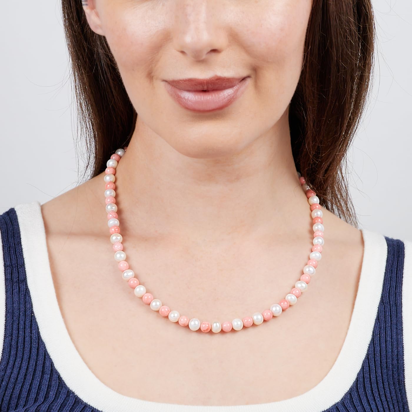 Treasure Bay Bella collana di corallo rosa naturale e perle bianche per donne e ragazze | Collana da donna in corallo, Corallo, Perla