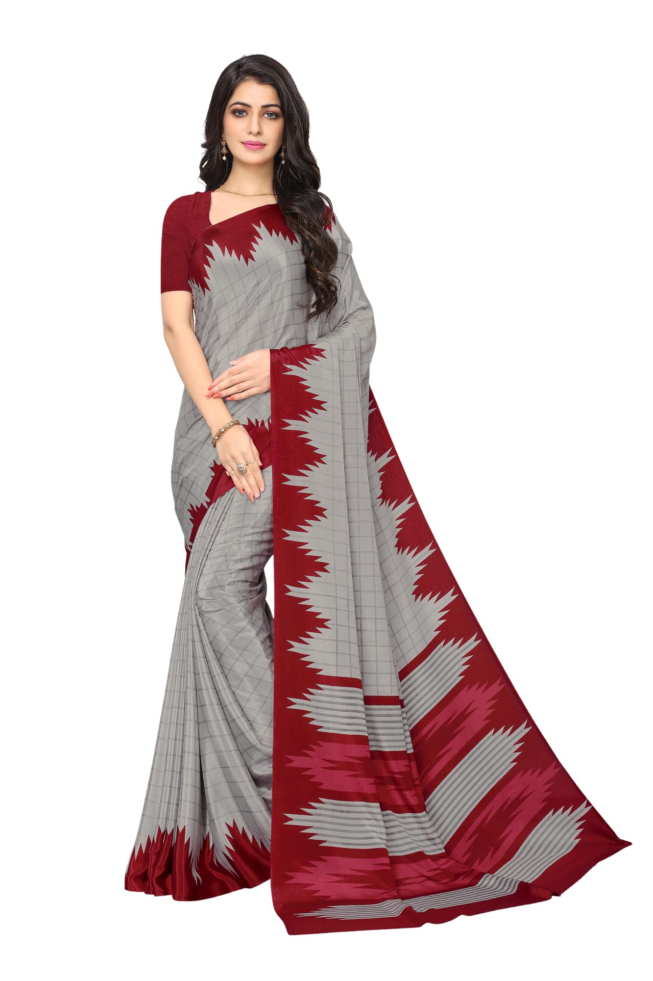 Women's Turkey Art Silk Uniform Saree with Blouse Piece 7002_TS-UU-image-17