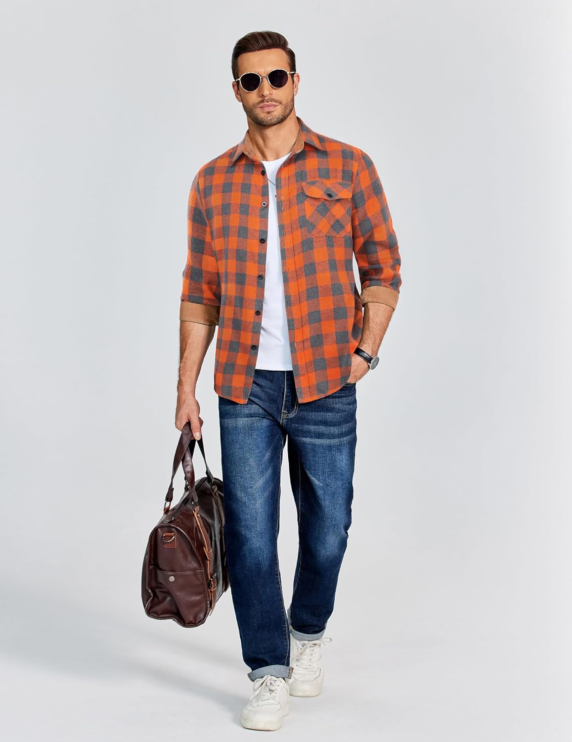 COOFANDY Men's Flannel Long Sleeve Button Down Casual Plaid Shirt With Pocket - Image 2