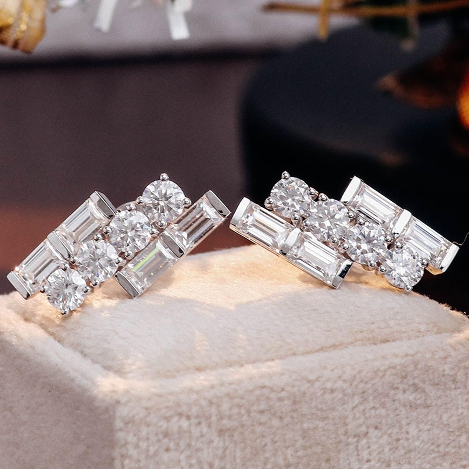 Epinki 18K/ 14K/ 9K Ohrstecker Echt Schmuck, Klassiker Ohrringe mit Moissanit, Au750 Gold Ohrstecker Damen Vintage