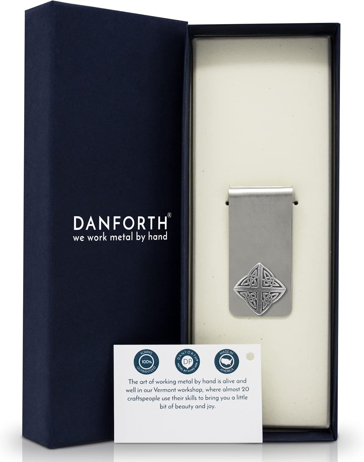 DANFORTH – Celtic Knot Money Clip – Handcrafted Pewter Celtic Money Clip For Men – 2”, Made In USA