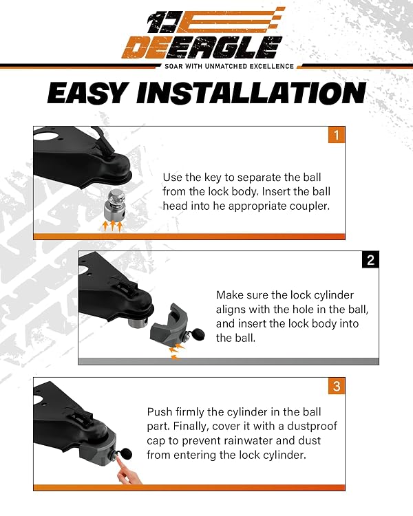 DEEAGLE Trailer Locks Ball Hitch, Heavy Duty Trailer Hitch Locks Fits 2-5/16” Couplers, Anti-Theft Ball Hitch Lock for RV Travel Trailer, Grey by DEEAGLE - Used condition - US$64.66