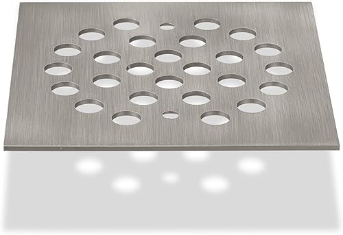 Miniatura 7 de Colador de rejilla de drenaje cuadrado de 4-14 (4.25) pulgadas (4.252 in* 4.252 in) para piso de ducha (oro cepillado)