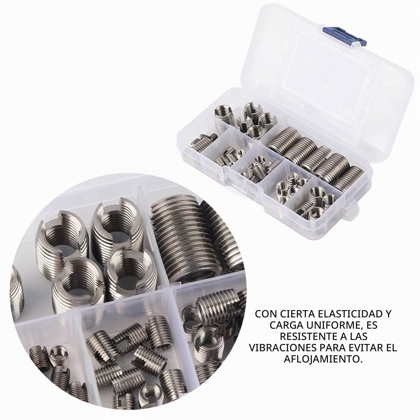 Tyenaza 50 Piezas Insertos de Rosca Autorroscantes, Kit de Inserto de Tornilo de Hilo de Alambre, Reparación Insertos de Rosca de Helicoil Tornillo, Tuercas de Inserción para Reparación Helicoidal