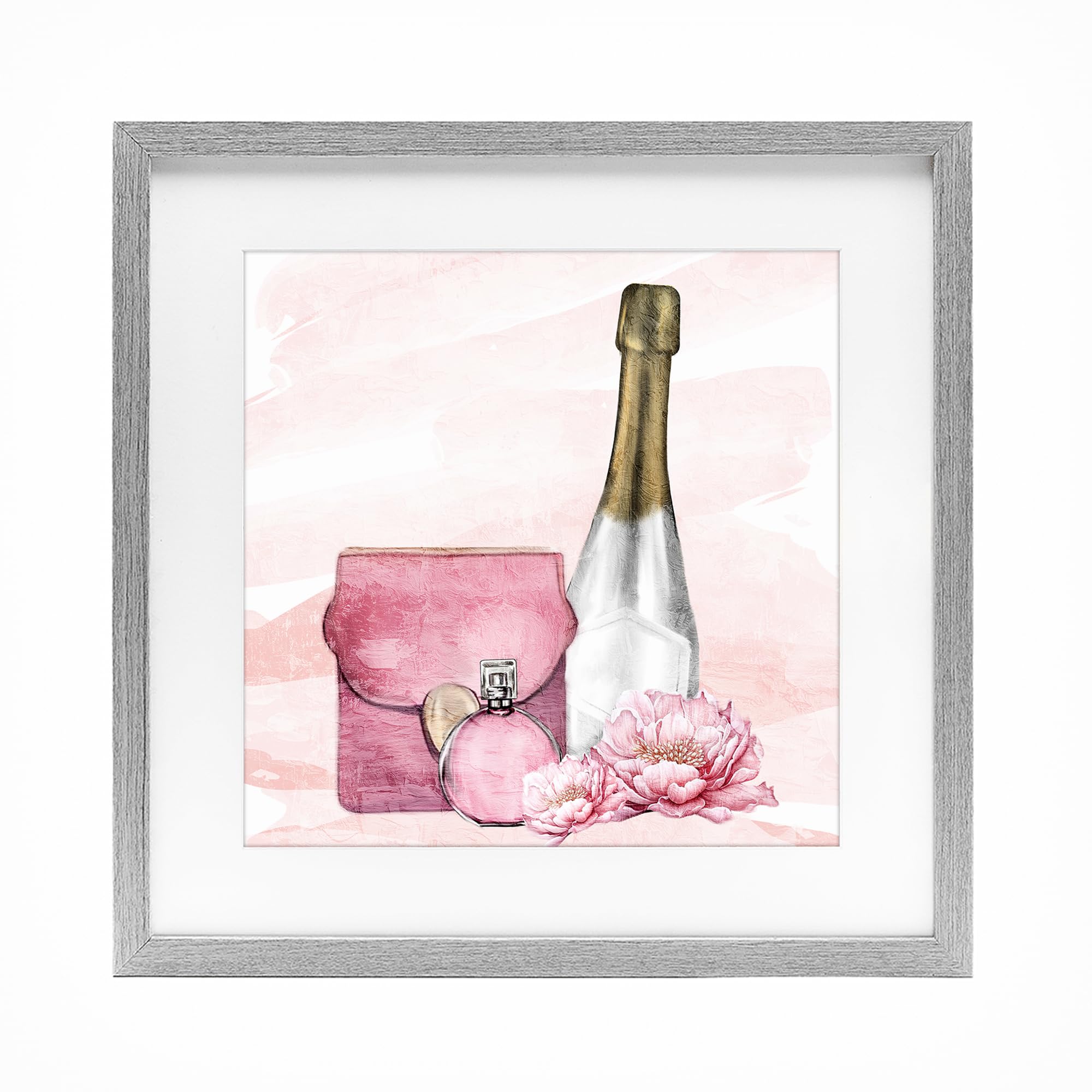 'Glam Time Champagne'| Framed Print Under Glass