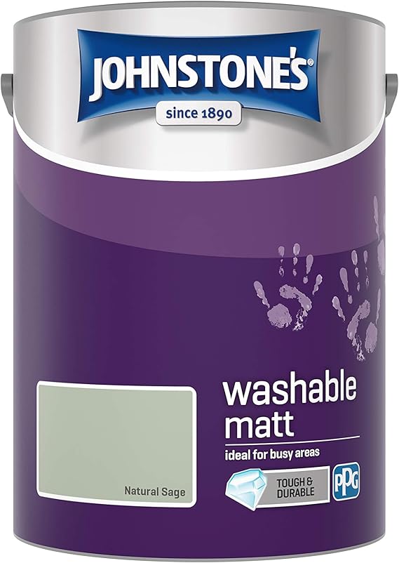 Johnstone's Washable Matt Emulsion Paint Natural Sage 5L Amazon.co