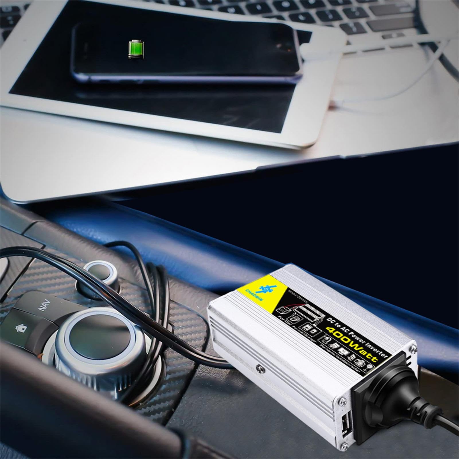 Sine Waves Inverter - da 12 V DC a 220 V AC Pure Sine Power Converter, Inverter da 400 W | Convertitore per auto con clip per batterie, inverter di alimentazione portatile per casa, campeggio,