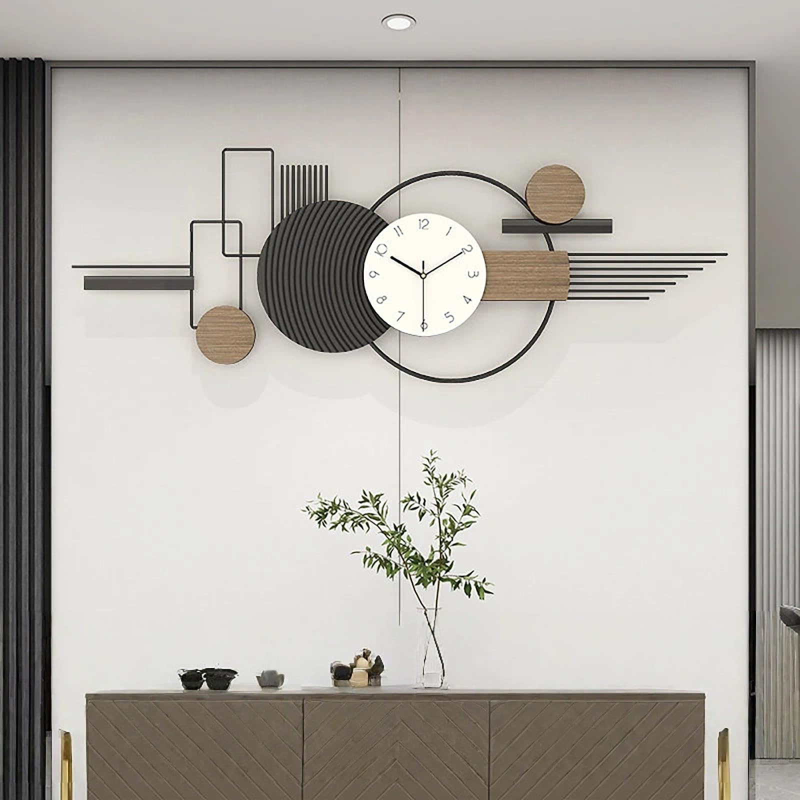 Reloj de Pared Grande de Silencioso,Reloj de Pared Decorativo Moderno,con Luz,para Sala de Estar Comedor Dormitorio Cocina.(110x35cm)