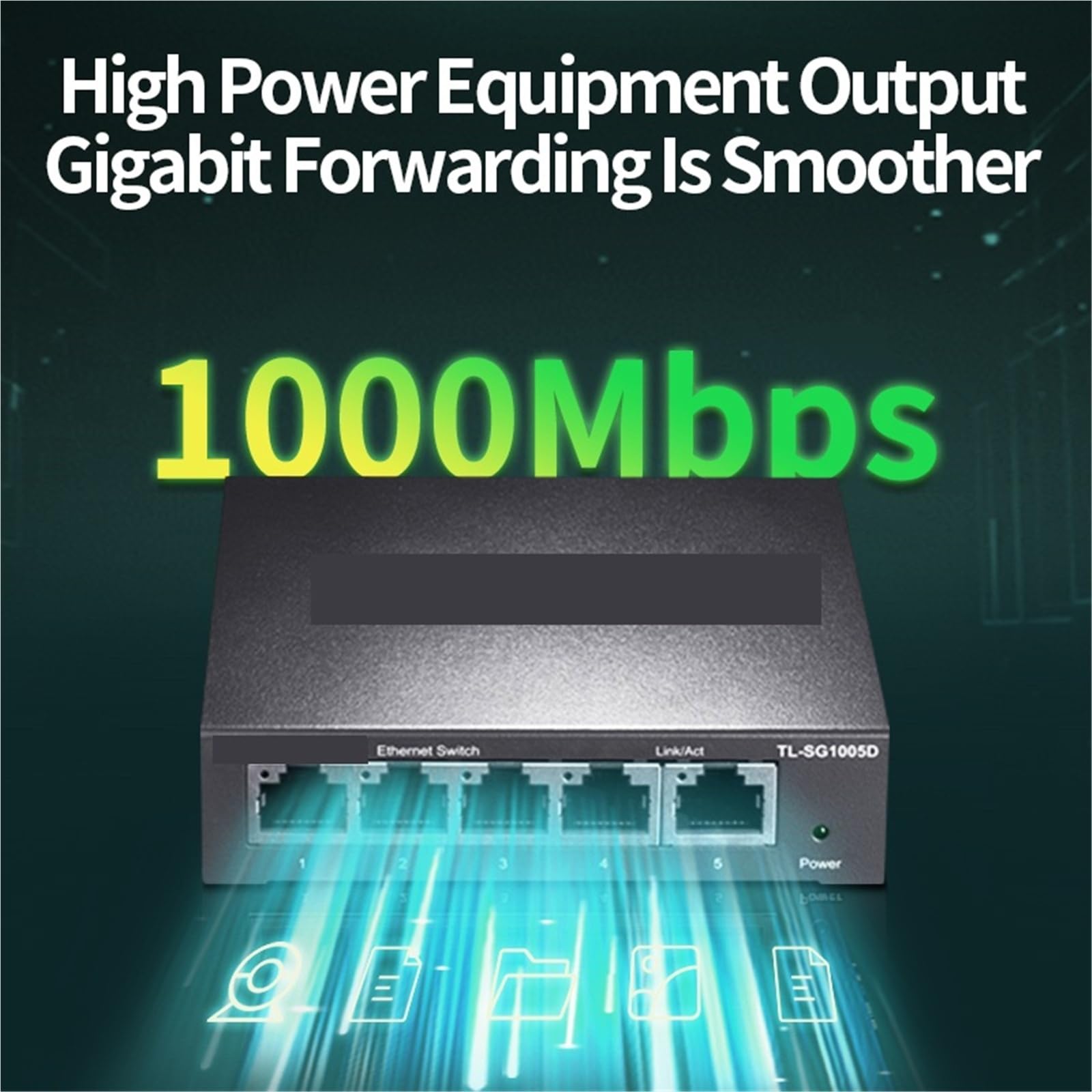 Switch Ethernet Gigabit a 5 porte 1000BASE-T Plug and Play Hub di rete splitter Internet TL-SG1005D (adattatore UK)