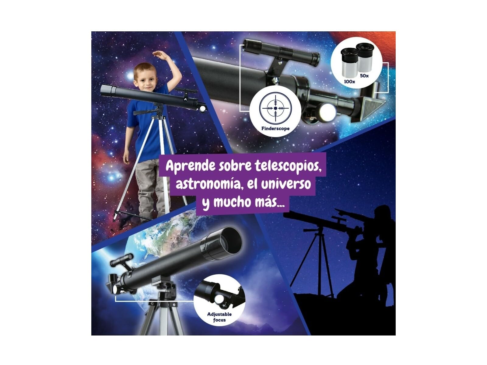 Science4you Telescopio para Niños 7 8 9 10+ Años - Telescopio Astronómico para Principiantes, Distancia Focal de 600mm, Telescope Infantil, Juguete Lunar Cientifico y Regalo para Niños 7 8 9 10+ Años