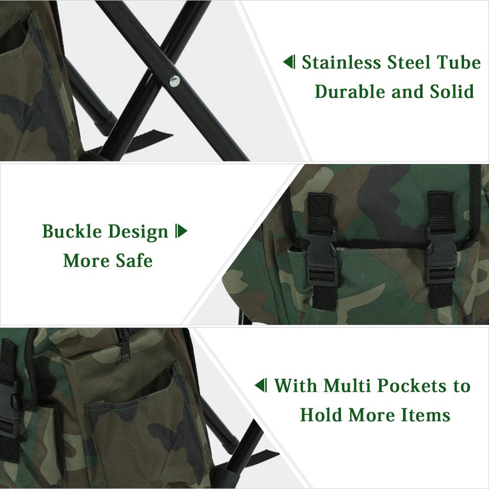 Sac à Dos avec Chaise, Portable en Plein air, Chaise de pêche, Tabouret Pliable avec Sac pour pêche, Camping, Voyage, Plage, Barbecue