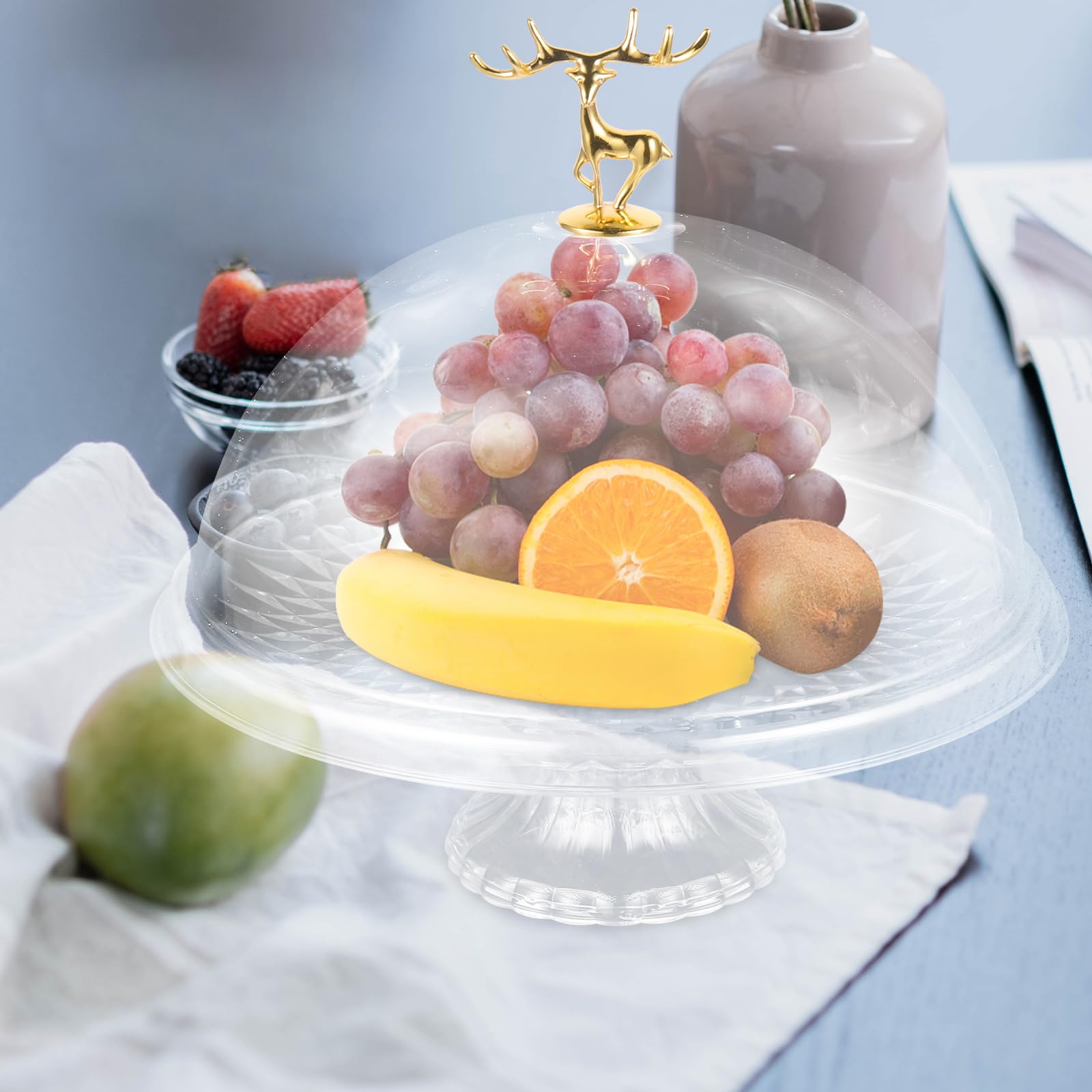 Cabilock Tazón giratorio para tartas, soporte reutilizable para tartas con cúpula: plato multifuncional para servir y bandeja para tartas, bandeja de servidor para pasteles, pasteles, magdalenas,