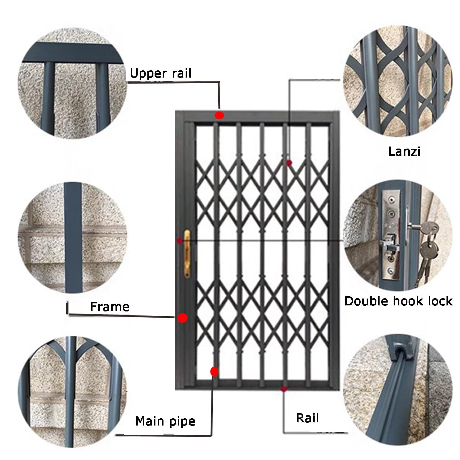 Protectores de seguridad retráctiles para ventanas con bloqueo antirrobo, barra de ventana resistente, puerta de protección de empuje y tracción automática para seguridad del hogar y la oficina