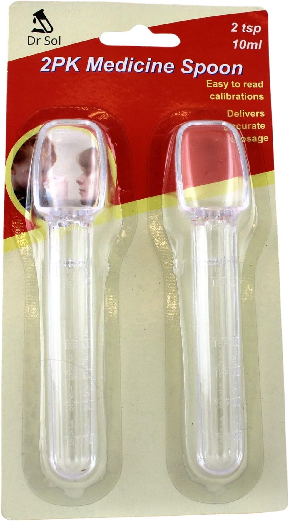 Dependable Industries Calibrated Liquid Medicine Dosing Spoon 2 Pack โ 10 mL / 2 Tsp โ BPA Free Easy-Read Measurements