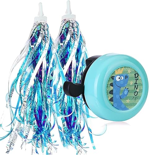 Vista 11 de U-LIAN Serpentinas y campanas de bicicleta para niñas, 1 paquete de campanas de bicicleta de flores con 2 paquetes de serpentinas para manillar