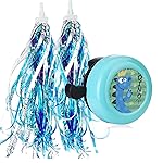 U-LIAN Kids Streamers and Bike Bell for Girls-1 Pack Bicycle Bell with 2 Pack Handlebar Streamers Scooter Tassels for Children\'s Bike Accessories (Green Dragon Bell+ Blue Tassels)