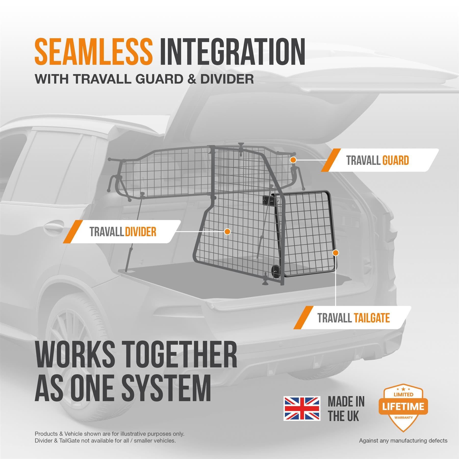 Travall Grille de séparation et grille arrière pour chien compatible avec Jeep Compass (2020) SUV Grille de coffre spécifique au véhicule Protection des bagages Grille de séparation en acier pour