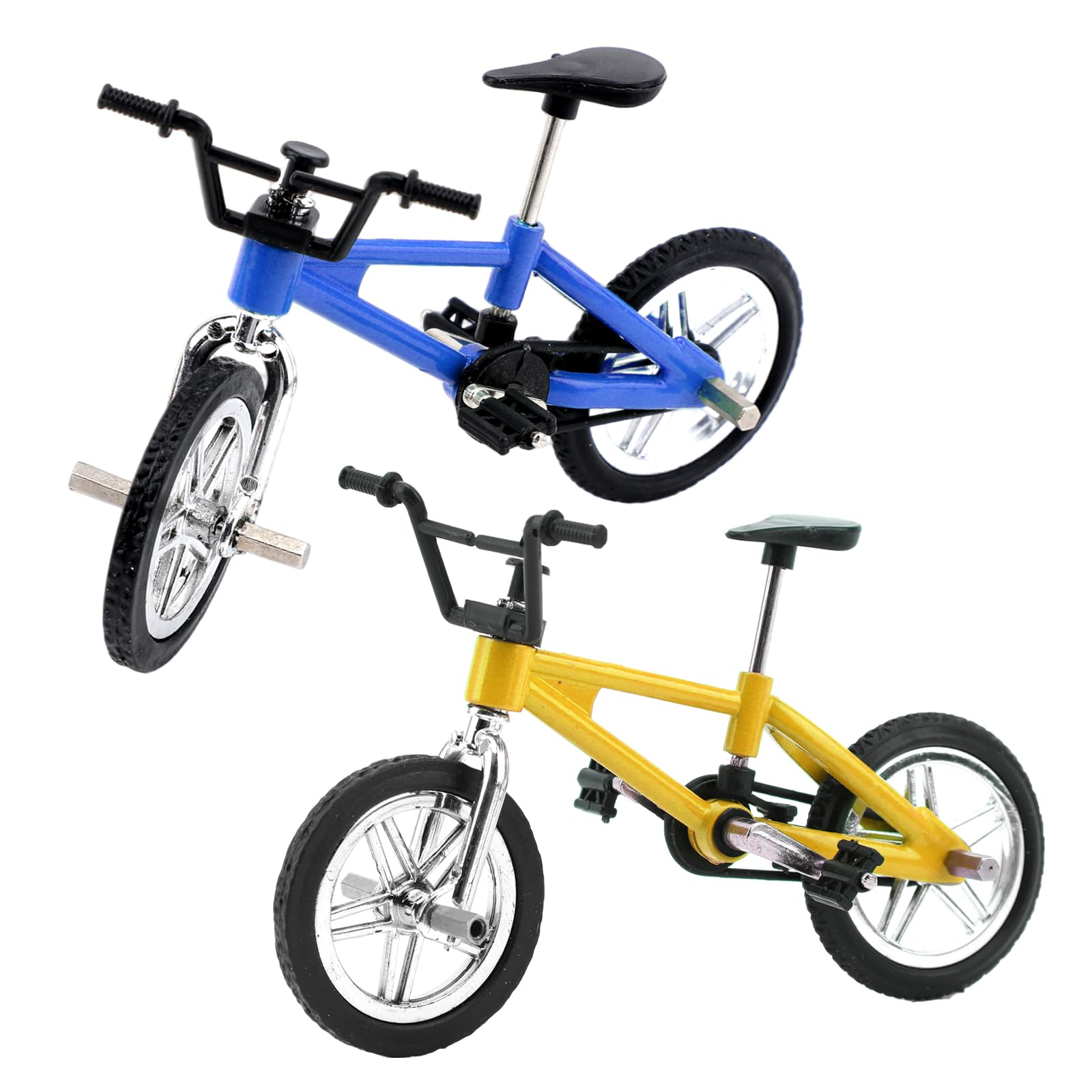 Pueine 2pcs Mini Finger Bikes Party Favors,Miniature Metal Fidget Bicycle for Birthday Gift Goodie Bag Stuffers Christmas Stocking Fillers Prizes