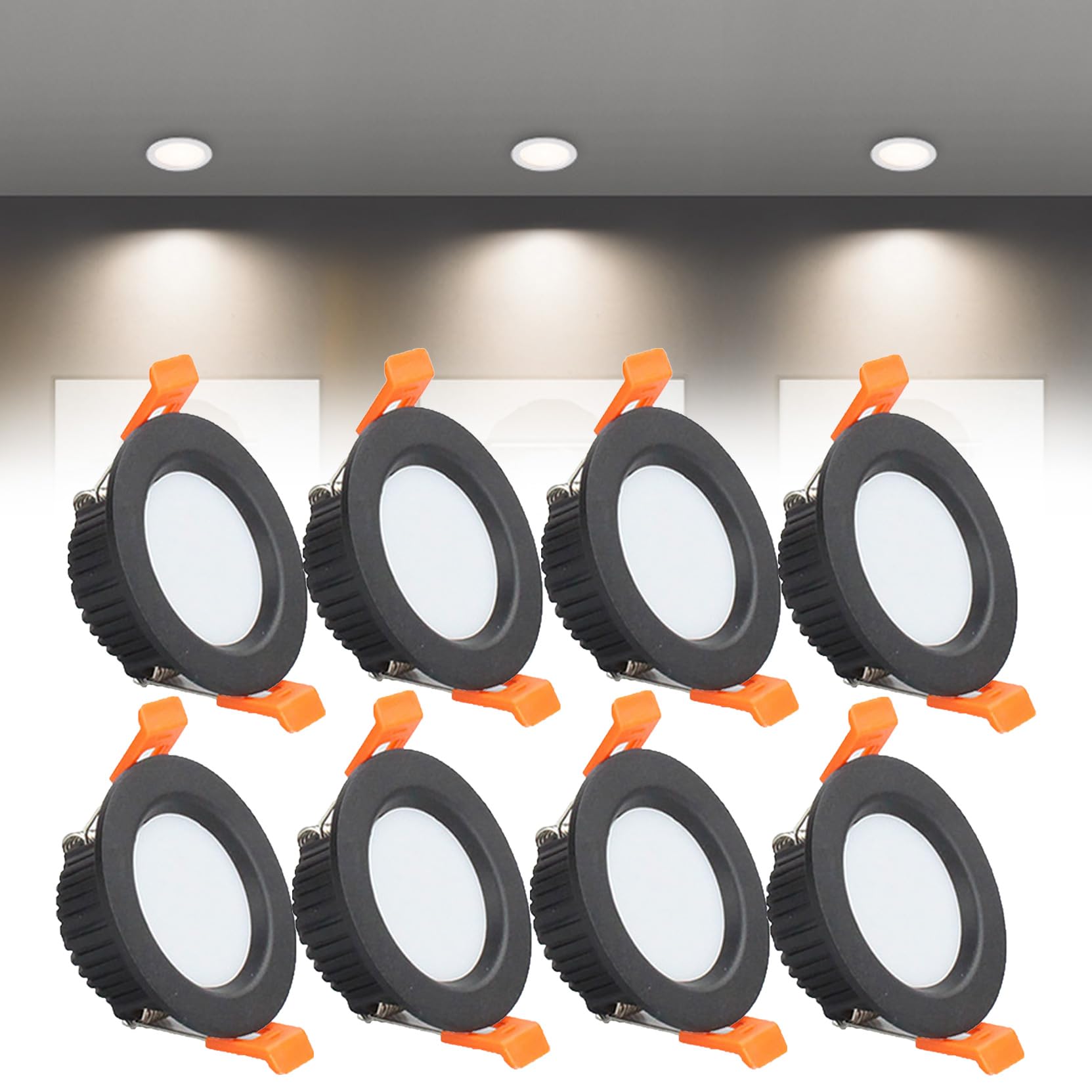 Syibelters 5W LED Recessed Ceiling Lights 100mm, Natural White 4000K 5W 240LM, Cut Φ70-75mm, AC110-240V Ultra Slim Downlights, LED Panel Light for Living Room Hallway, 8 Pack