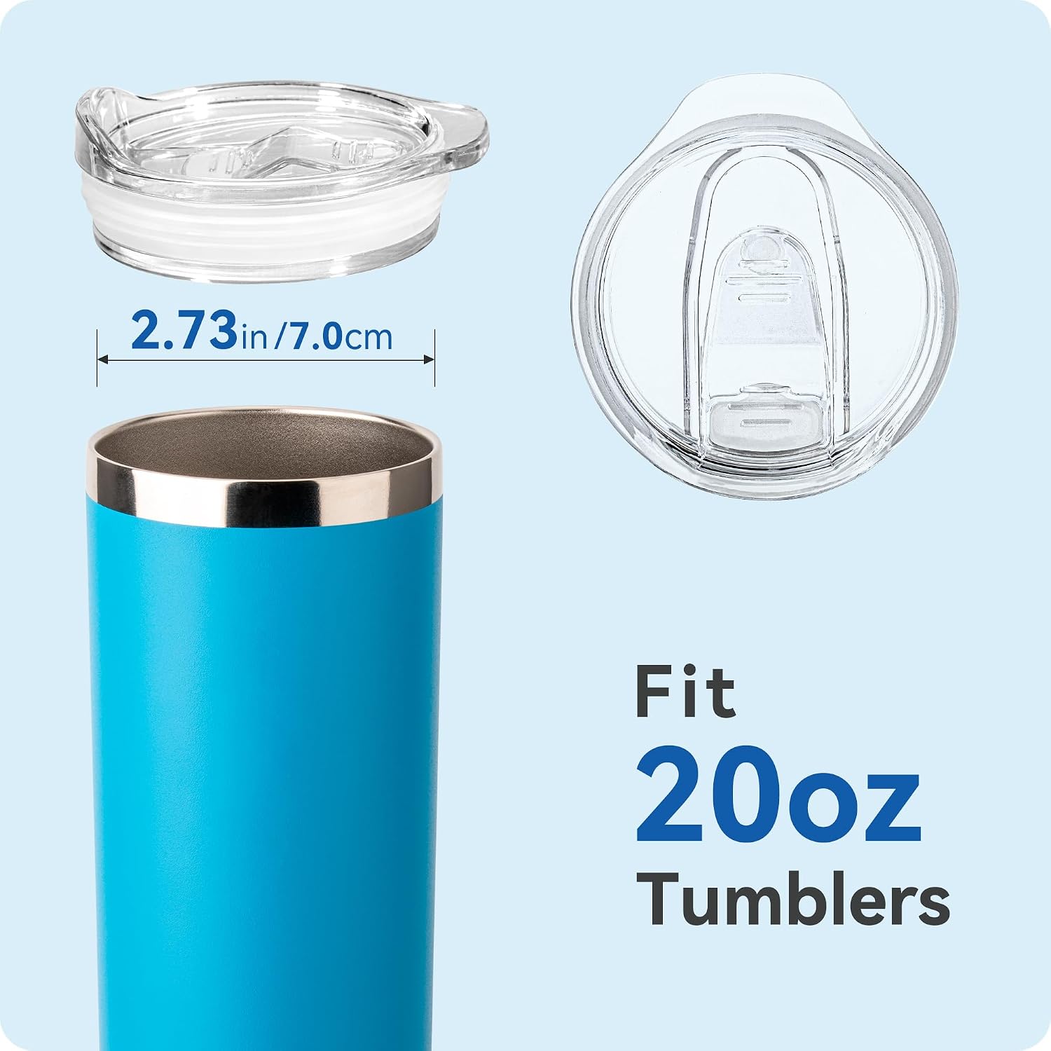 20 oz Skinny Tumble Lid,Replacement Spill Proof Resistant Sliding Covers for 2.73" Diameter Tumbler,Updated Version,Straw Friendly,BPA Free