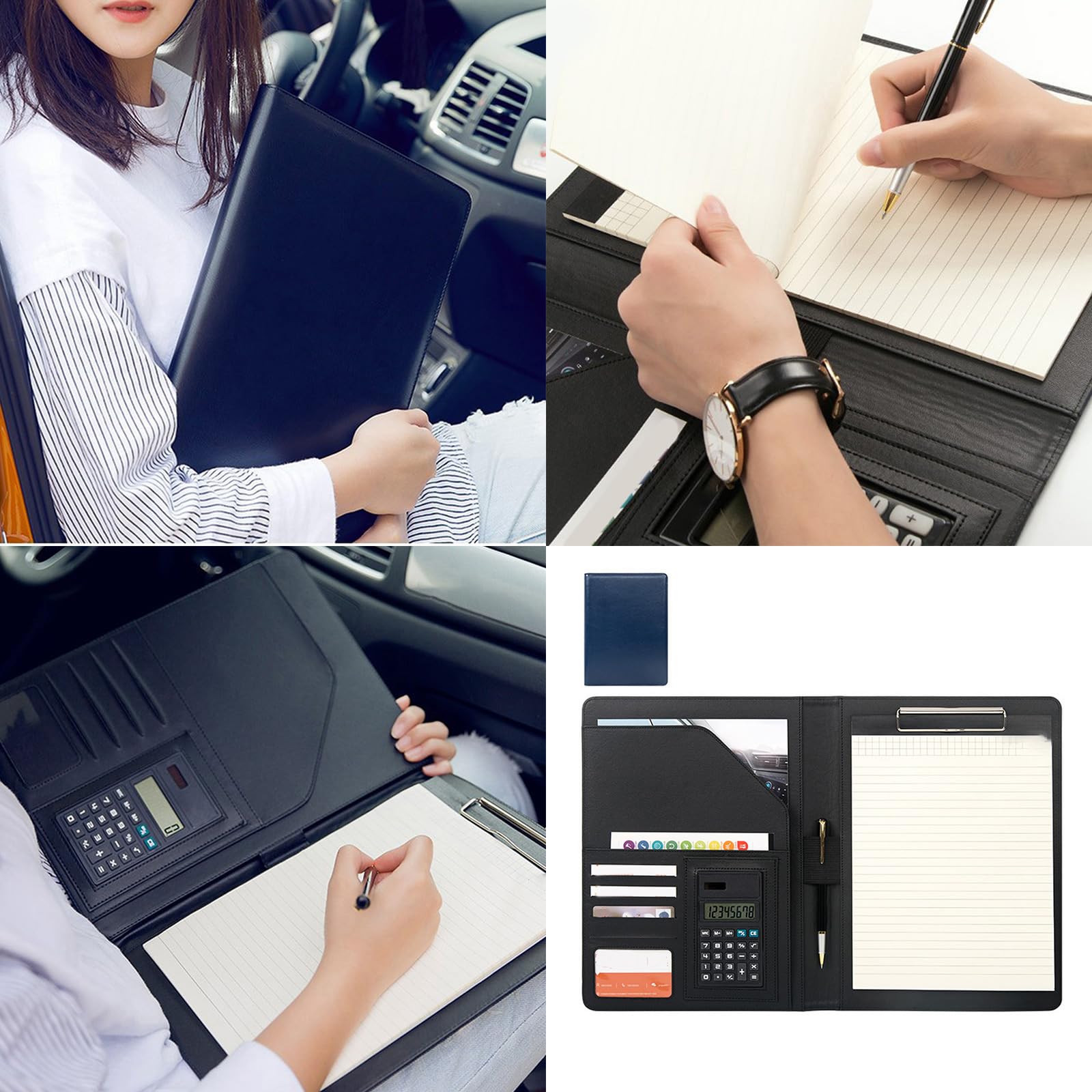 Cartella per conferenze di lavoro in pelle Appunti Cartella Formato Lettera Documenti Caso con Appunti Tasca per Carta Tasca per Penna Slot Rimovibile Raccoglitore Appunti