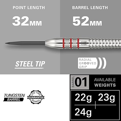 Miniatura 3 de Target Darts Nathan Aspinall - Juego de dardos de punta de acero de tungsteno 24G, 9 ejes de agarre Pro, 9 vuelos Pro Ultra, cartera de dardos,