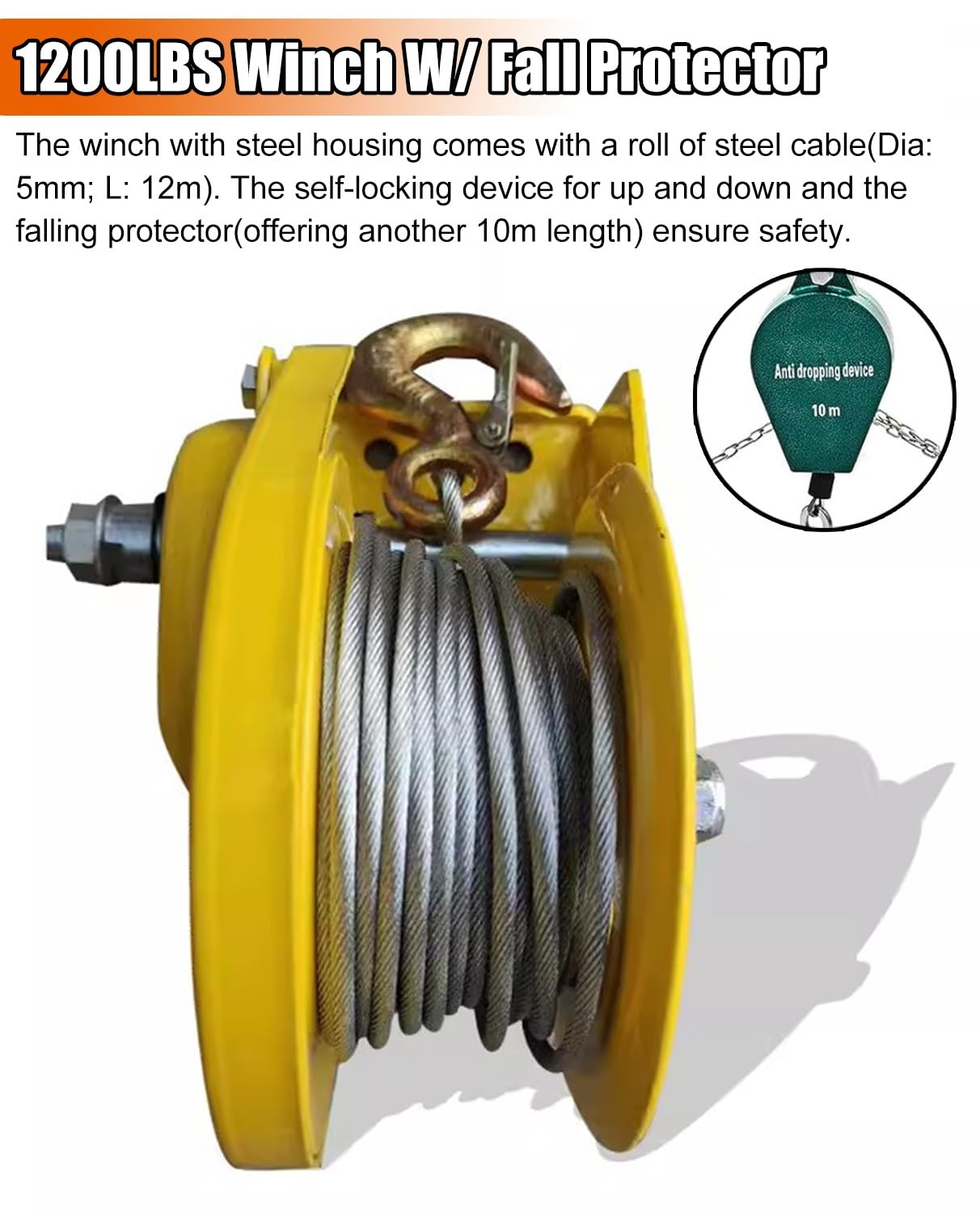 Trépied de Levage pour égouts Kit de Système de Sauvetage de Trépied Lourd, Équipement de Levage et de Sauvetage Du Treuil de Sauvetage de 12 Mètres, Pouvoir de Protection D'automne pour Travailler à