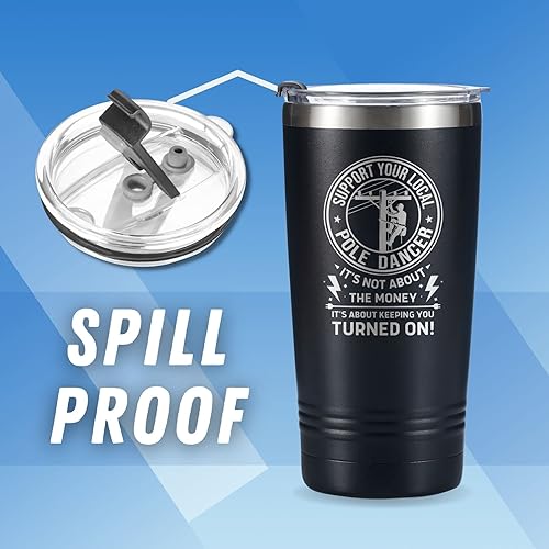 Miniatura 6 de Onebttl Lineman - Vaso de viaje para café, regalo para hombre, electricista, papá, marido, día del padre, Navidad, cumpleaños, acero inoxidable, con